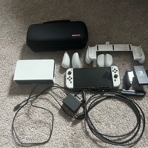 Nintendo Switch OLED Console White Joy-Cons Bundle 256GB Card & Accessories